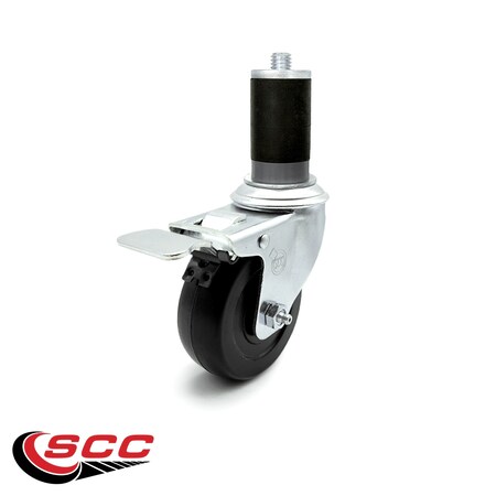 4 Inch Hard Rubber Swivel 1-5/8 Inch Expanding Stem Caster Total Lock Brake SCC